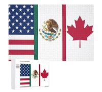U.S.A Canada Mexico Flag Funny Wooden Picture Puzzle Wood Jigsaw Creative Gift for Adults And Family Game