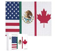 U.S.A Canada Mexico Flag Funny Wooden Picture Puzzle Wood Jigsaw Creative Gift for Adults And Family Game