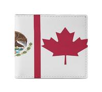 U.S.A Canada Mexico Flag Leather Wallet Slim Purse with ID Window RFID Blocking Bifold for Men Women