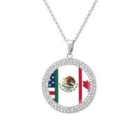U.S.A Canada Mexico Flag Vintage Necklace Gold Silver Pendant Jewelry Lady Multicolored Diamond Necklaces with Chain