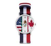U.S.A Canada Mexico Flag Wrist Watches with Scale for Men Women Casual Braided Strap Easy Reader for Work Workout