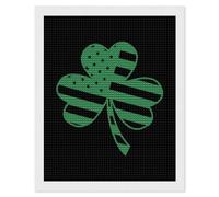 U.S.A Clovers Flag Funny Diamond Art Painting Kits for Adults Vertical Round Drill Dots Picture Crafts 16"x20"