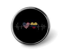 U.S.A Colombia Heartbeat Round Badge Pin Metal Memorial Brooch Button Lapel Pins for Backpack Wedding