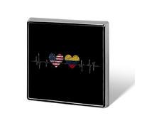 U.S.A Colombia Heartbeat Square Badge Pin Metal Memorial Brooch Button Lapel Pins for Backpack Wedding