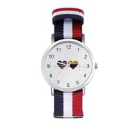 U.S.A Colombia Heartbeat Wrist Watches for Men Women Casual Braided Strap Easy Reader for Work Workout