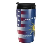 U.S.A Conch Republic Key West Flag Coffee Cup Travel Mug with Leakproof Lid Double Wall Tumbler Water Bottle 250ml