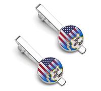 U.S.A Connecticut State Flag Silver Tie Clip Suit Accessories for Men Necktie Bar Set Pin Business Wedding