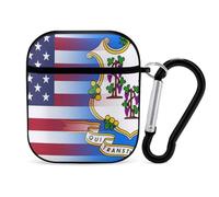 U.S.A Connecticut State Flag Slim Compatible with Airpod Case Protective Hard Cover Skin Shockproof