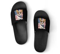 U.S.A. Corgi Puppy Flag Unisex Shower Slippers Non Slip Slides Bathroom Beach Pool Sandals