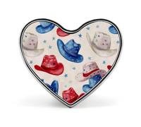 U.S.A. Cowboys Hats Badge Pin Brooch Heart Shape Button Aluminum Decor for Backpacks Hats