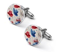 U.S.A. Cowboys Hats Men's Cufflinks Tuxedo Cuff Links Shirt Tie Decor for Business Weddings