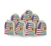 U.S.A Delaware State Flag Reusable Drawstring Bags 8 Pcs Jewellery Favour Pouch Christmas Halloween Candy