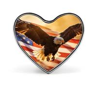U.S.A. Eagles Soaring Heart Badge Pin Metal Reel Pins Memorial Brooch Button Lapel Pins for Backpack Wedding