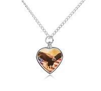 U.S.A. Eagles Soaring Pet Ashes Necklace Heart Silver Classic Pet Pendant Memorials Funerary for Dog Cat Lover