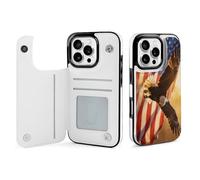 U.S.A. Eagles Soaring Phone Case Compatible with iPhone 16/16 Plus/16 Pro/16 Pro Max/ 16 E/16 SE4 Flip Protective Cover with Card Holder
