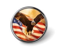 U.S.A. Eagles Soaring Round Badge Pin Metal Memorial Brooch Button Lapel Pins for Backpack Wedding