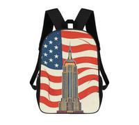 U.S.A. Empire State Building Backpacks Travel Bag 17 Inch | Large Capacity Laptop Bags Compartments Straps Pocket Daypack