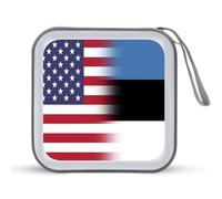 U.S.A Estonia Flag Portable CD Case Holder 48 Capacity Travel DVD Storage Boxs Wallet Bag