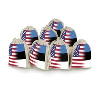 U.S.A Estonia Flag Reusable Drawstring Bags 8 Pcs Jewellery Favour Pouch Christmas Halloween Candy