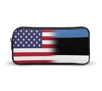 U.S.A Estonia Flag Simple Pencil Case Big Capacity Pouch Box Travel Makeup Bag