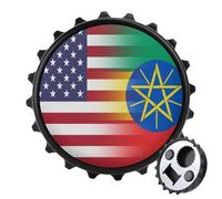 U.S.A Ethiopia Flag 2 in 1 Magnetic Beer Bottle Opener Fridge Magnets Easy Storage Gift for Men Women Black-Style