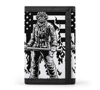 U.S.A Firefighter Fire Fighting Hero Men's Trifold Wallet Minimalist Slim Wallets with Card Holder Keychain