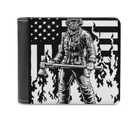 U.S.A Firefighter Fire Fighting Hero Minimalist Wallet for Men Women Slim Bifold Purse with Card Holder