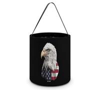 U.S.A. Flag Bald Eagle1 Large Easter Basket Candy Bags Canva Tote Bag Portable Hallowee Bucket