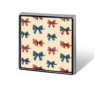 U.S.A Flag Bow Pattern Square Badge Pin Metal Memorial Brooch Button Lapel Pins for Backpack Wedding