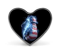 U.S.A. Flag Boxing Glove Thunder Badge Pin Brooch Heart Shape Button Aluminum Decor for Backpacks Hats
