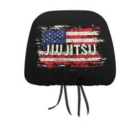 U.S.A. Flag Brazilian Jiu Jitsu Funny Car Headrest Cover Auto Front/Rear Seat Head Rest Protector Universal Fit Most Cars