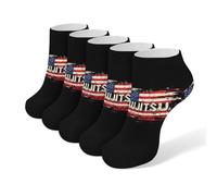 U.S.A. Flag Brazilian Jiu Jitsu Men's Ankle Low Socks 5 Pack Non Slip Flat Boat Breathable Athletic Socks for Women
