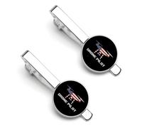 U.S.A. Flag Drone Pilot Men's Tie Clips Silver Necktie Bar Pinch Clips for Wedding Business 2 Pcs