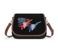 U.S.A. Flag Fighter Jets Cross Body Bag Women Handbag Shoulder Bag Purse with Removable Strap