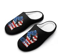 U.S.A Flag Fist Women‘s Cotton Slipper Comfortable Cozy Plush Slippers Anti-Skid Indoor House Closed Toe Shoes