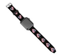 U.S.A Flag Heart Glittery Cute Leather Watch Strap Compatible with IWatch Sport Replacement Band for Men Women