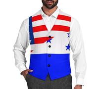 U.S.A. Flag Honduras Flag Men's Suit Vest Formal Dress Waistcoat Vest Casual Business Vests for Suit Or Tuxedo 2XL