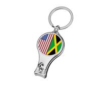 U.S.A Flag Jamaican Flag Nail Clipper Portable Metal Fingernail and Toenail Clippers Cutters with Bottle Opener Keychain