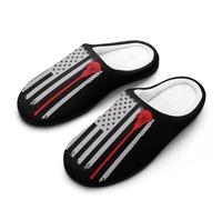 U.S.A. Flag Lacrosse Women's Slippers Warm Soft House Shoes Winter Indoor And Outdoor 9-10（40-41）