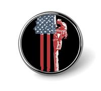 U.S.A. Flag Lineman Enamel Lapel Pin Round Badge Brooches for Women Men Jewelry Backpack Hats Decor