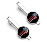 U.S.A. Flag Lineman Men's Tie Clip Bar Ties Tack Clasp Pin Clips for Necktie 2 Pcs Shirt Accessories