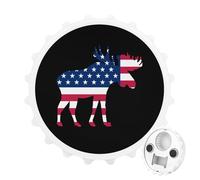 U.S.A Flag Moose 2 in 1 Magnetic Beer Bottle Opener Fridge Magnets Easy Storage Gift for Men Women White-Style