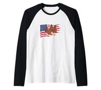 U.S.A. Flag Morel Mushroom Hunter Raglan Baseball Tee