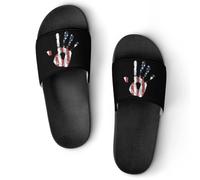 U.S.A Flag Palm Print PVC Anti-Skid Home Slippers | Slides Shower Shoes House Bathroom Slippers for Women Men
