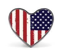 U.S.A Flag Print Heart Badge Metal Decorative Brooches 1 Inch Funny Lapel Pin Gift Or Backpack Clothing