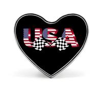 U.S.A Flag Racing Heart Metal Brooches 1 Inch Memorial Badges Exquisite Decorations Pins for Clothing