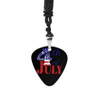 U.S.A Flag Ragged 4th of July Guitar Picks Necklace Bass Pick Pendant Vintage R&B Steel Music Jewelry for Music Lovers