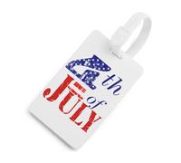 U.S.A Flag Ragged 4th of July Luggage Tag for Suitcases Identify Labels Privacy Travel Baggage for Women Men