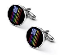 U.S.A Flag Rainbow LGBTQ Gay Elegant Men’s Cufflinks Lightweight Alloy Cuff Links Clothing Accessories for Shirts Formal 2.0cm