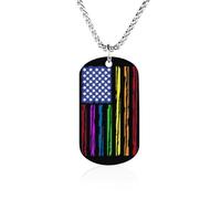 U.S.A Flag Rainbow LGBTQ Gay Memorial Necklaces Lightweight Pendant Necklace Personality Jewelry Gift for Men Women